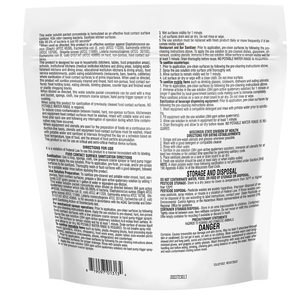 Aqua ChemPacs Food Sanitizer 1 x 150_PK x 3.27 grams (9321296) - Back.jpg